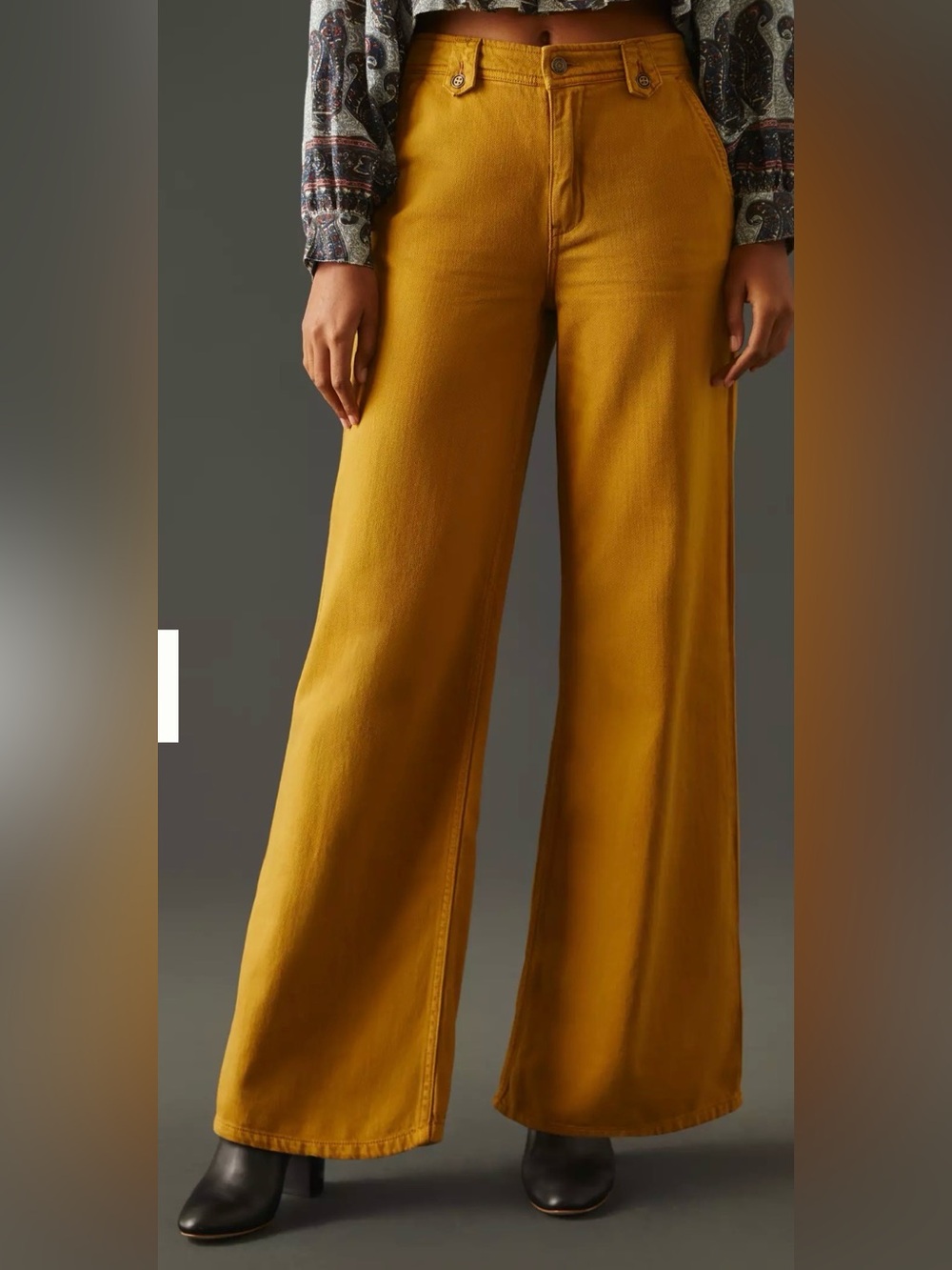 Pilcro Wide-Leg Pants in Mustard